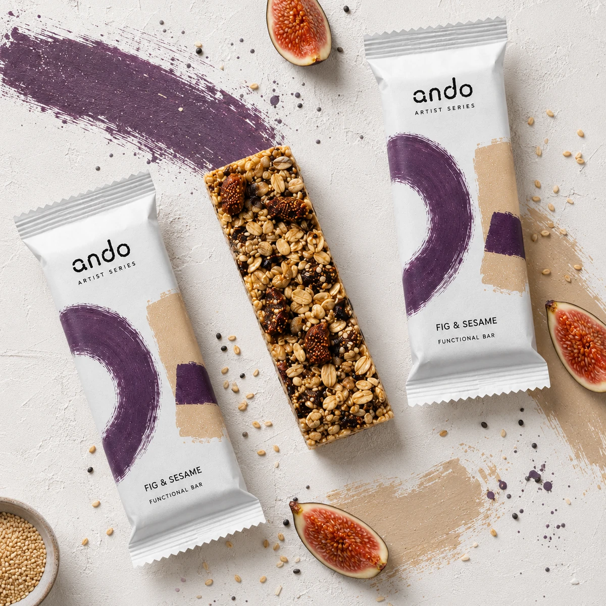 Fig and Sesame с фиолетовой арт-графикой
